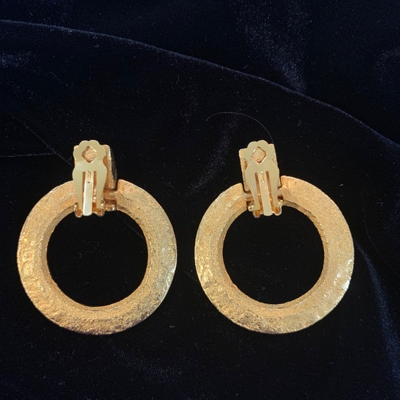 Earrings - Clip On Gold/Diamanté Hoops - Picture 3 of 3